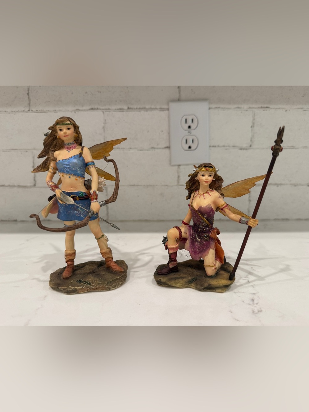 Munro Fairy Archer and Warrior Figurines in Blue and Purple